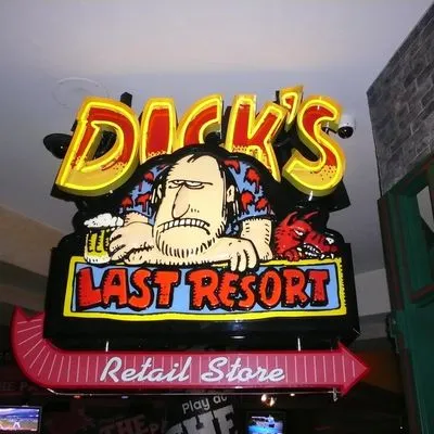 Shop sign "Dicks last resort retail store" 