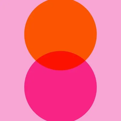 Pink and orange circles overlapping. Illustration by Nik on Unsplash