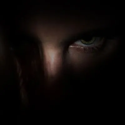 An eye visible from the shadows 
